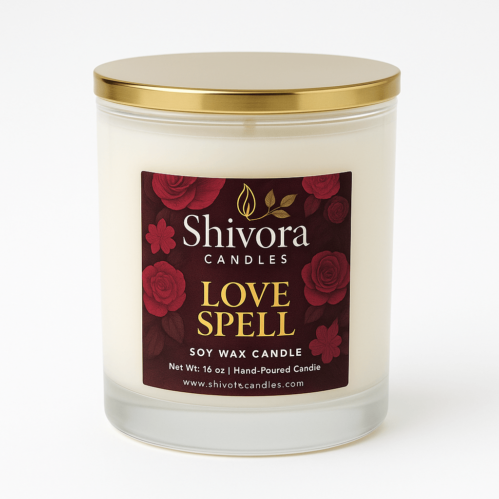 Love Spell candle 10 oz white jar apricot coconut soy wax – Shivora Candles